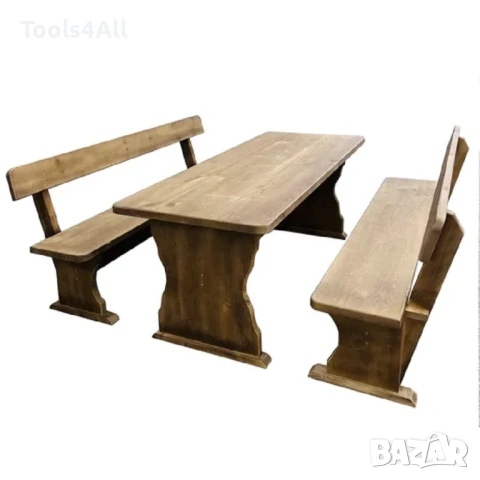 Баварски комплект маса с две пейки – Дължина 160 или 200 см, снимка 5 - Градински мебели, декорация  - 50945961