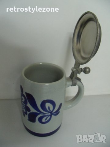 № 5633 стара порцеланова халба с метален капак   - надпис / маркировка  - размери - височина 16 см ,, снимка 2 - Други ценни предмети - 34297848