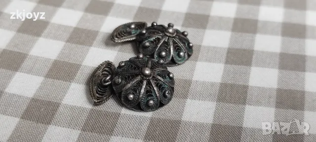 19 ВЕК СТАРИННИ ВЪЗРОЖДЕНСКИ СРЕБЪРНИ РЪКАВЕЛИ ФИЛИГРАН 7.12 гр., снимка 4 - Антикварни и старинни предмети - 49103893