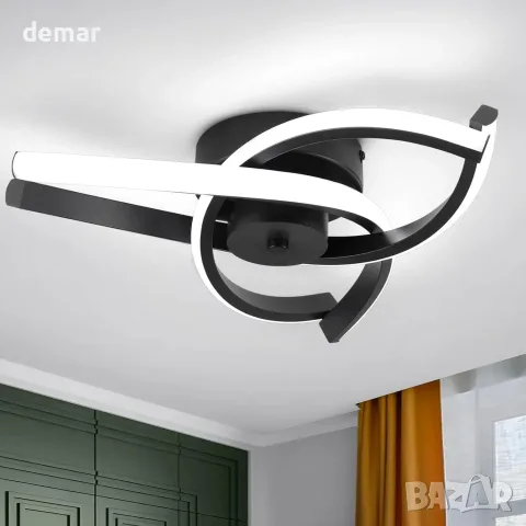 Модерна черна LED таванна лампа 30 W, 6500 K, 37 x 37 см