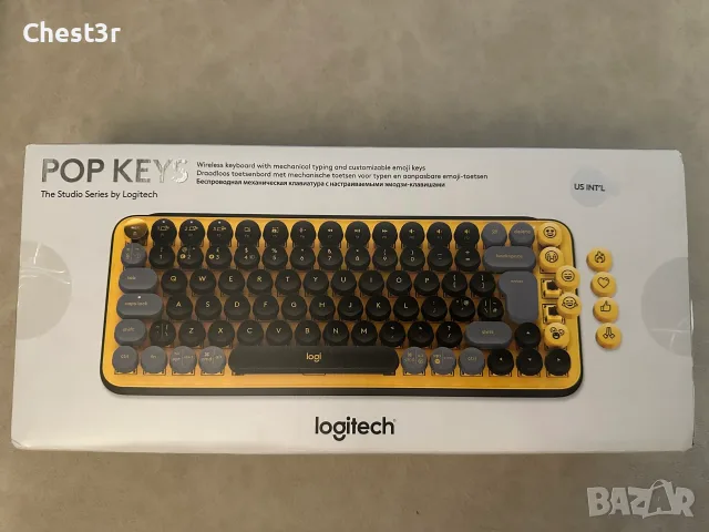 Logitech POP Keys Blast Yellow - безжична механична клавиатура, нова