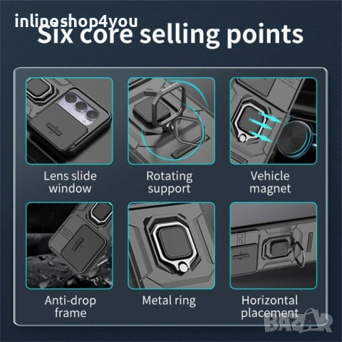 Удароустойчив Кейс RingCase с Капак за Xiaomi Redmi 15 4G, снимка 4 - Калъфи, кейсове - 53239756