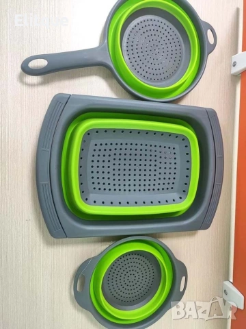 Сгъваема правоъгълна кошница за измиване и изцеждане на плодове и зеленчуци