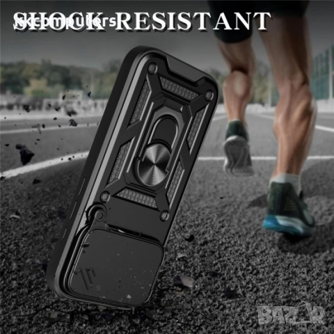 Силиконов твърд кейс bSmart Defender Slide и Протектор За iPhone 17 Pro Max (6.9), Черен, снимка 4 - Калъфи, кейсове - 51923659