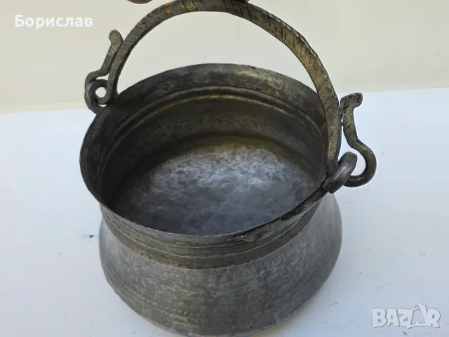 Малко медно - бакърено котле 3.5 л., снимка 6 - Антикварни и старинни предмети - 56378033