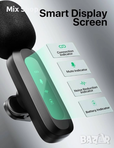 Безжичен лавалиер микрофон, предаване от 30 метра, всепосочен звук, съвместим с iPhone и Android, снимка 6 - Друга електроника - 52145428