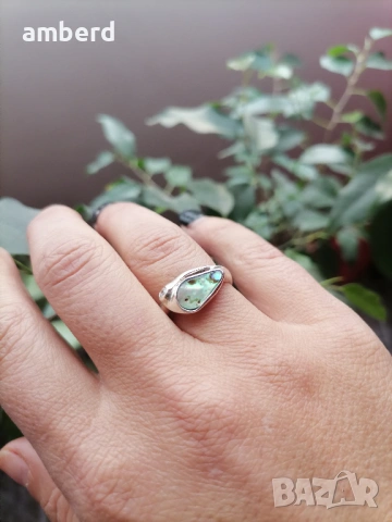 Страхотен сребърен пръстен със седеф - модел КR1022, снимка 3 - Пръстени - 53732165