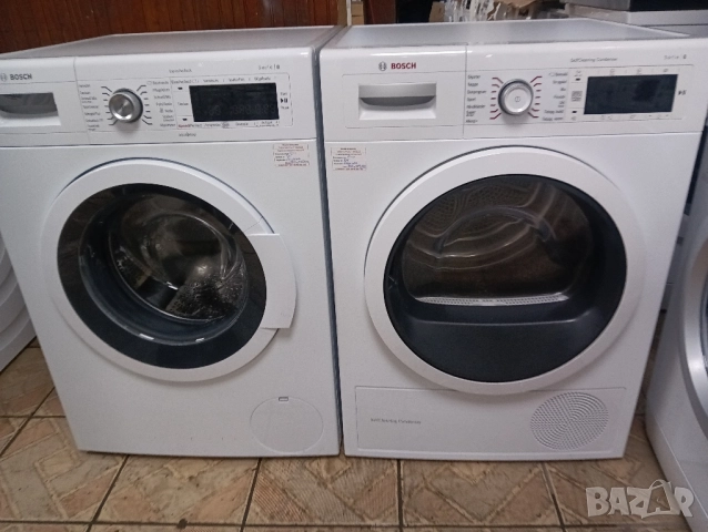 Комплект пералня и сушилня с термопомпа Бош Bosch Serie 8 A+++ 8кг Mede in Germany Гаранция!