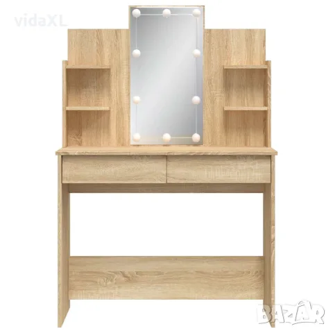 vidaXL Тоалетка с LED лампи, сонома дъб, 96x40x142 см, снимка 5 - Тоалетки - 56148096