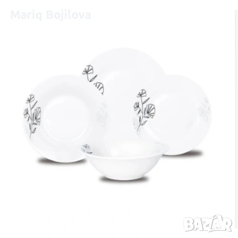 Комплект чинии 24 части с елегантен черен флорален мотив – Изтънченост за всяка трапеза, снимка 6 - Други - 53269540