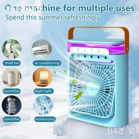 Преносим 4-в-1 изпарителен охладител за въздух, овлажнител, пречиствател, вентилатор с 3 скорости , снимка 4 - Вентилатори - 55825580