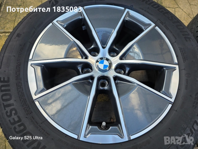Лети джанти 16ки 5х112 BMW + летни гуми 205/60/16 Bridgestone, снимка 4 - Гуми и джанти - 53296407