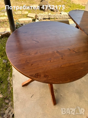 Кръгла дървена маса, снимка 3 - Маси - 53745606