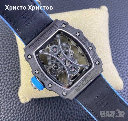 Мъжки луксозен часовник Richard Mille RM 53-01 Blue Rubber Strap Super High Quality , снимка 18 - Мъжки - 41568105