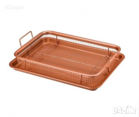 Комплект правоъгълна мрежеста кошница + тава от въглеродна стомана, снимка 3 - Други - 52778731
