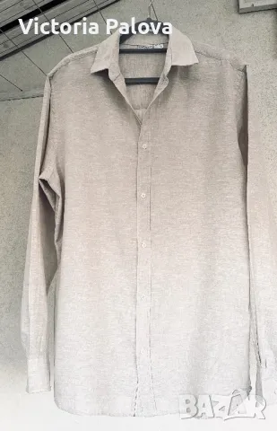 Красива мъжка риза  55% лен ,45% памук, снимка 7 - Ризи - 47913894