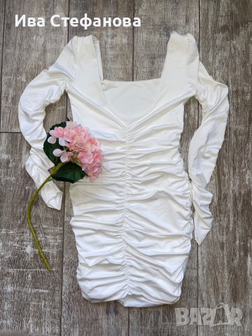 Нова къса парти кактейлна елегантна еластична бяла рокля , снимка 7 - Рокли - 39913478