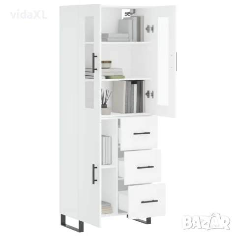 vidaXL Висок шкаф, бял, 69,5x34x180 см, инженерно дърво, снимка 3 - Бюфети - 56146766
