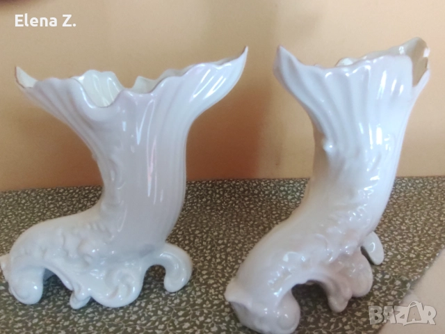 Изящна ваза рог на изобилието Belleek Ireland, снимка 4 - Декорация за дома - 52505627