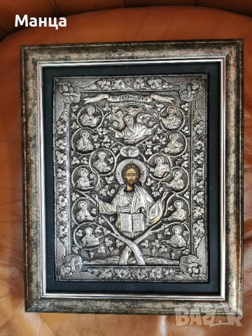 Сребърна гръцка икона, снимка 5 - Икони - 53747553