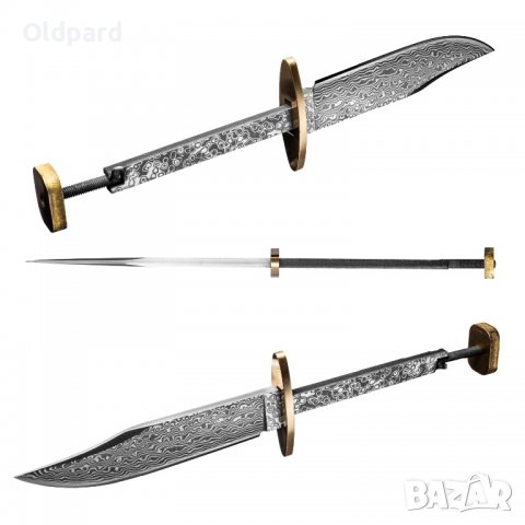 Висококачествено дамаско острие Bowie-М за монтиране на нож + гарда и накрайник , снимка 6 - Ножове - 40194832