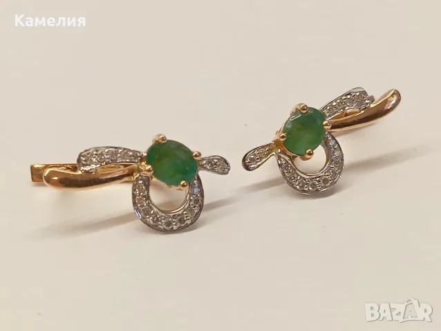 Руско злато. Обеци с брилианти , снимка 4 - Обеци - 55831600