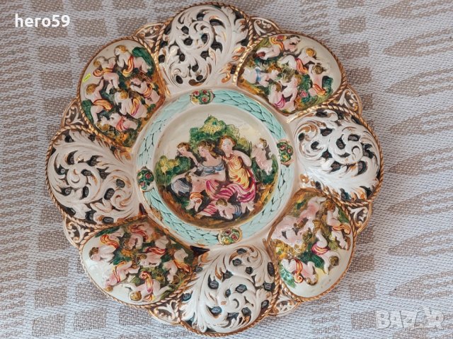 Порцеланова фруктиера ''Каподимонте''Capodimonte Porcelain, снимка 8 - Антикварни и старинни предмети - 41580483