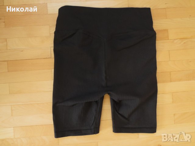 Aimin Black Ribbed Seamless Biker Shorts, снимка 5 - Клинове - 44500489