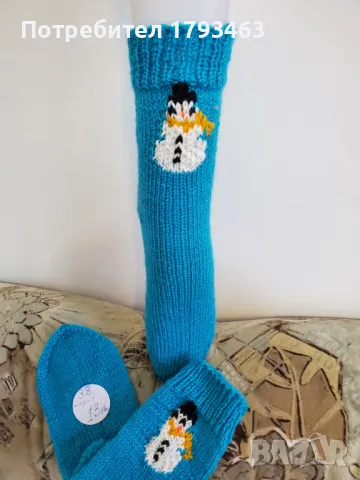 Ръчно плетени дамски коледни чорапи размер 38, снимка 1