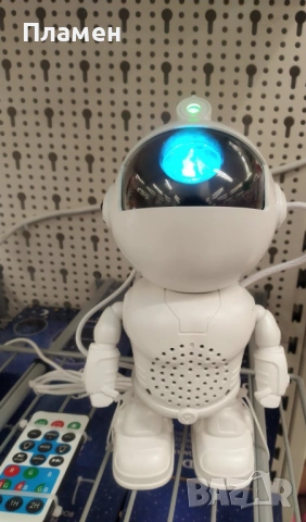 Робот нощна лампа LED прожектор и тонколона астронавт дистанционно  11 x 8 x 20 cm, снимка 3 - Играчки за стая - 53433927