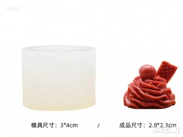 Крем за кексче с плодове и заешки уши силиконов молд форма фондан шоколад смола свещ декор, снимка 2 - Форми - 36233085
