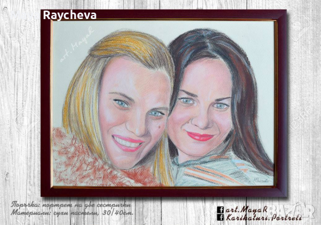 Портрет, ръчно рисуван с ПАСТЕЛИ, снимка 11 - Картини - 18568179