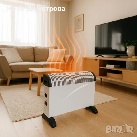 Електрически конвектор 2000W с термостат икономичен и тих отоплител, снимка 6 - Отоплителни печки - 56060790