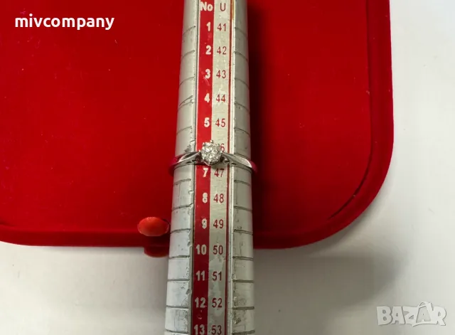 Златен пръстен 1.59гр.18К с диамант(бяло злато)+сертификат, снимка 6 - Пръстени - 50403329