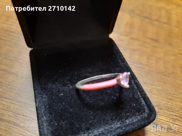 Сребърен пръстен с камък "сърце", снимка 2 - Пръстени - 48373882