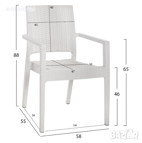 Стол трапезен градински KAGANU HM5134 Бял, снимка 2 - Столове - 44277055