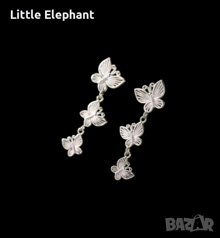 Pre order Сребърни висящи обеци пеперуди"Sweet temperament",3 butterflies,колекция"Butterflies"/нови