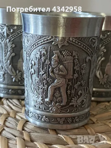 Старини чашки от релефен калай. Германия., снимка 4 - Антикварни и старинни предмети - 50433346