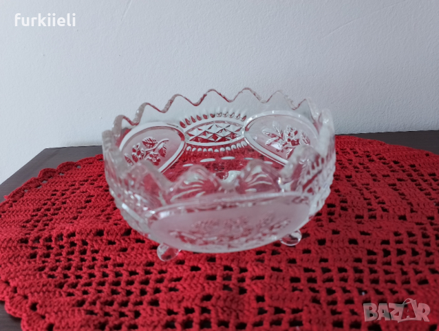 Бонбониера кристал + подарък ръчно плетена покривчица, снимка 10 - Декорация за дома - 44694952