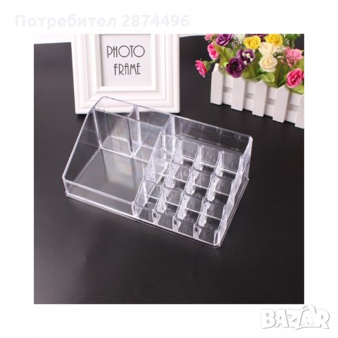 1758 Акрилен настолен органайзер за червила и лакове с 16 отделения, снимка 5 - Други - 35785598