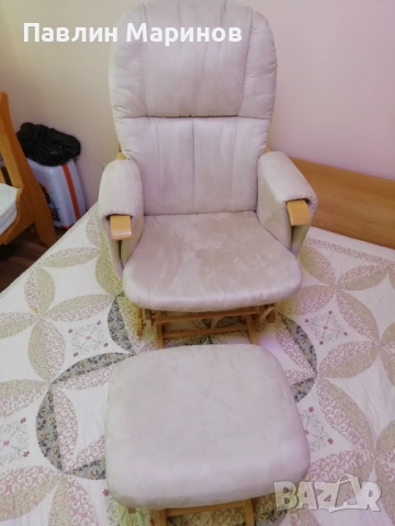 Супер Комплект Регулируемо Кресло Фотьойл Люлеещ се Стол за Кърмене Tutti Bambini Подложка Табуретка, снимка 9 - Столове - 53841574