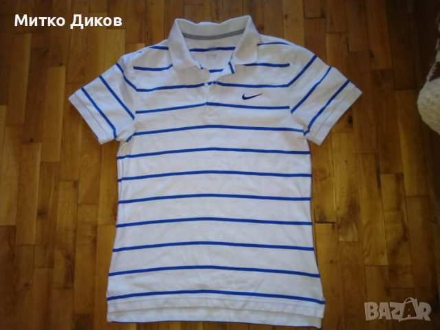 Тениска Найк бяло синьо памук размер С