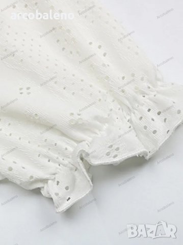 Дамска едноцветна риза с V-образно деколте и къс ръкав, снимка 5 - Ризи - 39887634