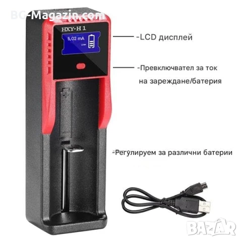 Интелигентно бързо зарядно устройство за батерии Li-Ion Ni-MH универсално 18650 16340 14500 3.7V, снимка 2 - Друга електроника - 51041530