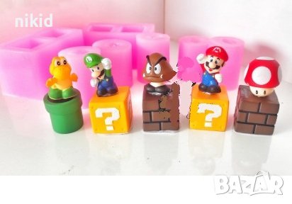 5 бр Супер Марио Super Mario силиконов молд форма калъп гипс кубчета гипсови фигурки с имена, снимка 1 - Форми - 40244278