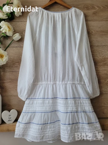 Бяла рокля с бродерии H&M , снимка 6 - Рокли - 51291172