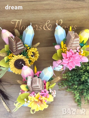 Тематични букети от ароматни соеви свещи за любимите учители, снимка 2 - Арт сувенири - 51409427