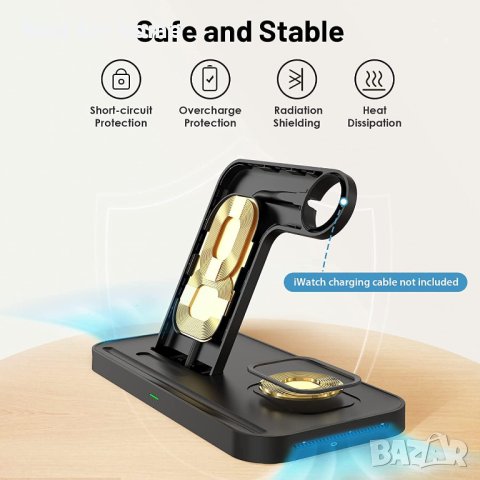 4 в 1 интелигентно безжично зарядно устройство,iPhones,iWatch всички QI-съвместими устройства, снимка 4 - Безжични зарядни - 41244524