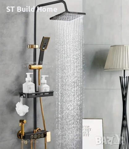 🔥 Луксозен Душ Комплект 4 в 1 – Черно-Златен , снимка 4 - Душове - 50877231
