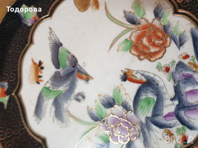 Порцеланова ръчно рисувана антикварна чиния-HAND-PAINTED ROYAL SATSUMA, снимка 2 - Сервизи - 48550161